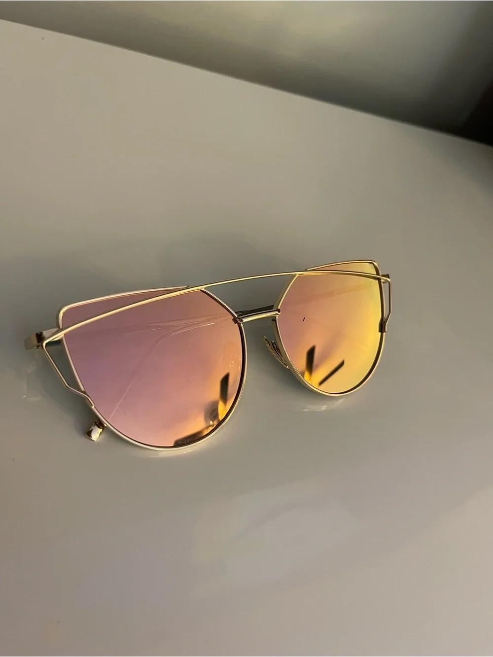 GLOWGLAM Gold Frame Pink-Gold Mirrored Women's Sunglasses